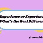 Experience or Experiences